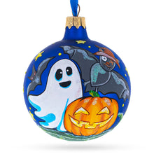 Load image into Gallery viewer, Ghost and Bat Glass Ball Halloween Ornament 3.25 Inches
