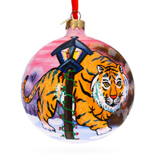 Load image into Gallery viewer, Tiger in the Snow Glass Ball Christmas Ornament 4 Inches