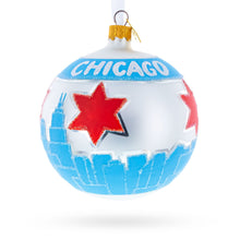 Load image into Gallery viewer, Chicago Cityscape and Flag Glass Ball Christmas Ornament 4 Inches