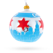 Load image into Gallery viewer, Chicago Cityscape and Flag Glass Ball Christmas Ornament 4 Inches