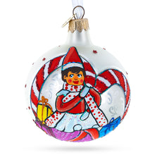 Load image into Gallery viewer, Elf and Candy Canes Glass Ball Christmas Ornaments 3.25 Inches