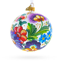 Load image into Gallery viewer, Ukrainian Petrykivka Floral Painting Glass Ball Christmas Ornament 4 Inches