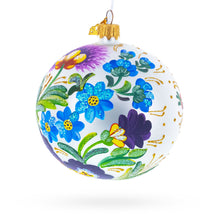 Load image into Gallery viewer, Ukrainian Petrykivka Floral Painting Glass Ball Christmas Ornament 4 Inches