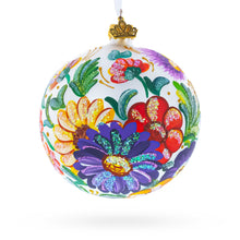 Load image into Gallery viewer, Ukrainian Petrykivka Floral Painting Glass Ball Christmas Ornament 4 Inches