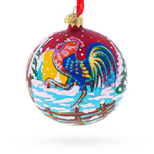 Load image into Gallery viewer, Rooster in the Winter Village Glass Ball Christmas Ornament 4 Inches