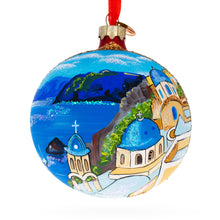 Load image into Gallery viewer, Santorini, Thira Island, Greece Glass Ball Christmas Ornament 4 Inches