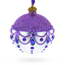 Load image into Gallery viewer, Glittered Purple Top Glass Ball Christmas Ornament 3.25 Inches