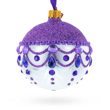 Load image into Gallery viewer, Glittered Purple Top Glass Ball Christmas Ornament 3.25 Inches