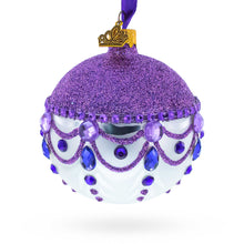 Load image into Gallery viewer, Glittered Purple Top Glass Ball Christmas Ornament 3.25 Inches