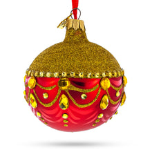 Load image into Gallery viewer, Glittered Golden Top Glass Ball Christmas Ornament 3.25 Inches