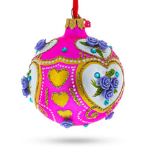 Load image into Gallery viewer, Roses on Pink Glass Ball Christmas Ornament 3.25 Inches