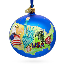 Load image into Gallery viewer, Travel to the USA Glass Ball Christmas Ornament 4 Inches