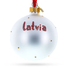 Load image into Gallery viewer, Flag of Latvia Glass Ball Christmas Ornament 3.25 Inches