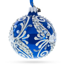 Load image into Gallery viewer, Snow Swirls on Blue Glass Ball Christmas Ornament 3.25 Inches