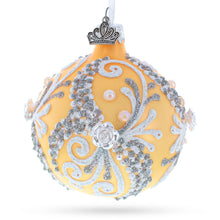 Load image into Gallery viewer, Snow Swirls on Ivory Glass Ball Christmas Ornament 3.25 Inches