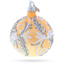 Load image into Gallery viewer, Snow Swirls on Ivory Glass Ball Christmas Ornament 3.25 Inches