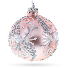 Load image into Gallery viewer, Snow Swirls on Metallic Rose Pink Glass Ball Christmas Ornament 3.25 Inches