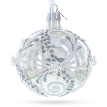 Load image into Gallery viewer, Snow Swirls on White Glass Ball Christmas Ornament 3.25 Inches