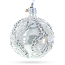 Load image into Gallery viewer, Snow Swirls on White Glass Ball Christmas Ornament 3.25 Inches