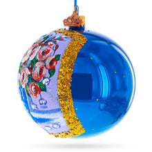 Load image into Gallery viewer, Vase of Roses Painting Glass Ball Christmas Ornament 4 Inches