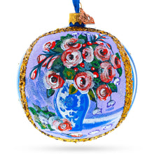 Load image into Gallery viewer, Vase of Roses Painting Glass Ball Christmas Ornament 4 Inches