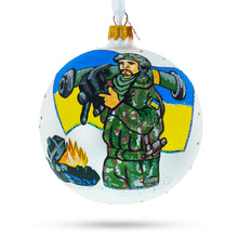 Load image into Gallery viewer, Ukrainian Armed Forces Glass Ball Christmas Ornament 4 Inches