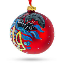 Load image into Gallery viewer, Ukrainian Tryzub Glass Ball Christmas Ornament 4 Inches