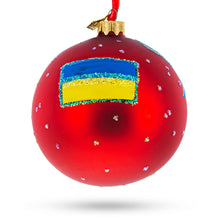 Load image into Gallery viewer, Ukrainian Tryzub Glass Ball Christmas Ornament 4 Inches