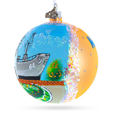 Load image into Gallery viewer, Battleship Wisconsin at Nautilus, Norfolk, Virginia, USA Glass Ball Christmas Ornament 4 Inches