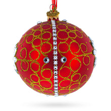 Load image into Gallery viewer, White Jewels on Red Glass Ball Christmas Ornament