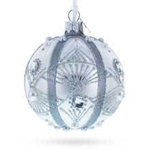 Load image into Gallery viewer, White Jewels on Silver Glass Ball Christmas Ornament