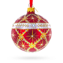 Load image into Gallery viewer, Diamond Trellis on Red Glass Ball Christmas Ornament 3.25 Inches