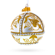 Load image into Gallery viewer, Jeweled Golden Chandelier on Silver Glass Ball Christmas Ornament 3.25 Inches