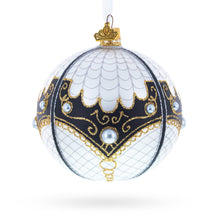 Load image into Gallery viewer, Mother Of Pearl on White Glass Ball Christmas Ornament 4 Inches