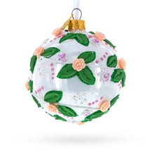 Load image into Gallery viewer, 3D Roses in Silver Spiral Glass Ball Christmas Ornament 3.25 Inches