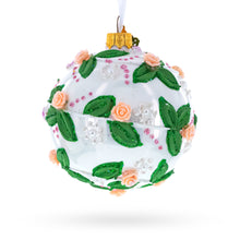 Load image into Gallery viewer, 3D Roses in Silver Spiral Glass Ball Christmas Ornament 3.25 Inches