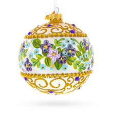 Load image into Gallery viewer, Flowers Swirl Glass Ball Christmas Ornament 4 Inches