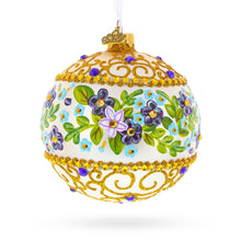 Load image into Gallery viewer, Flowers Swirl Glass Ball Christmas Ornament 4 Inches