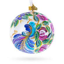 Load image into Gallery viewer, Blue Bird on White Glass Ball Christmas Ornament 4 Inches