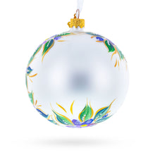 Load image into Gallery viewer, Blue Bird on White Glass Ball Christmas Ornament 4 Inches