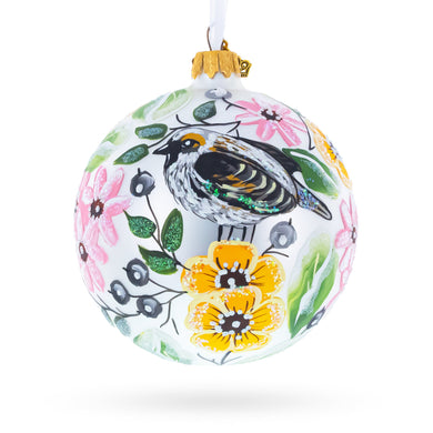 Birds Singing Extravaganza Glass Ball Christmas Ornament 4 Inches