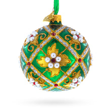 Load image into Gallery viewer, Jewels on Green Glass Ball Christmas Ornament 3.25 Inches