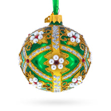 Load image into Gallery viewer, Jewels on Green Glass Ball Christmas Ornament 3.25 Inches
