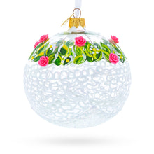 Load image into Gallery viewer, Dimensional Pink Roses Glass Ball Christmas Ornament 4 Inches