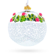 Load image into Gallery viewer, Dimensional Pink Roses Glass Ball Christmas Ornament 4 Inches
