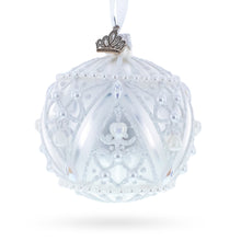 Load image into Gallery viewer, Dimensional Pearl Drops on White Ball Glass Christmas Ornament 3.25 Inches