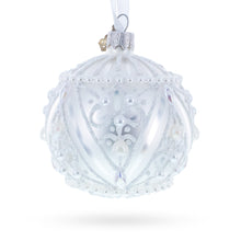 Load image into Gallery viewer, Dimensional Pearl Drops on White Ball Glass Christmas Ornament 3.25 Inches