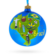Load image into Gallery viewer, Brazil Landmarks and Symbols Glass Ball Christmas Ornament 4 Inches