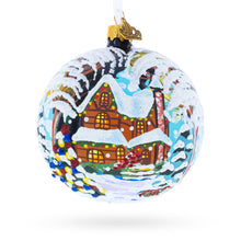 Load image into Gallery viewer, Snow Covered Winter Village Glass Ball Christmas Ornament 4 Inches