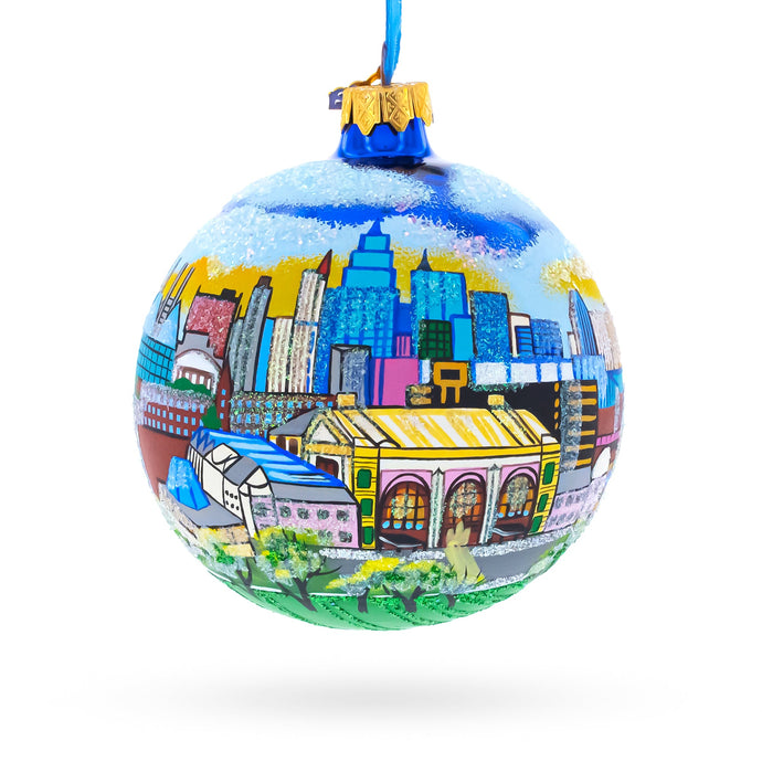 Downtown of Kansas City, Missouri Glass Ball Christmas Ornament 4 Inches